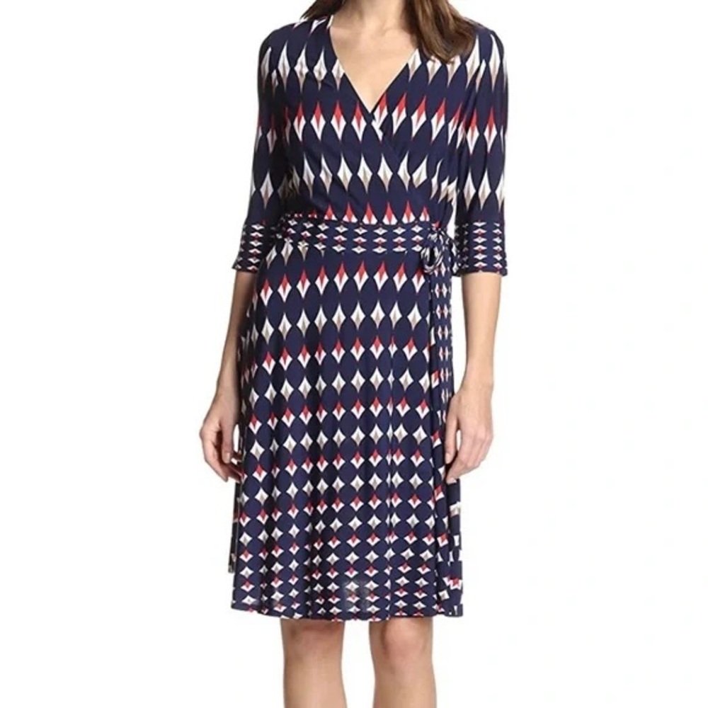 Gabby Skye Chic Geometric faux Wrap Dress size 8